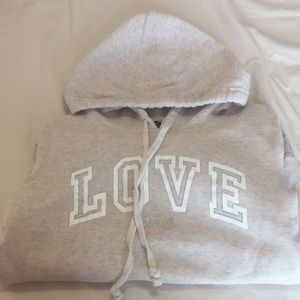 American Eagle tan LOVE hoodie
